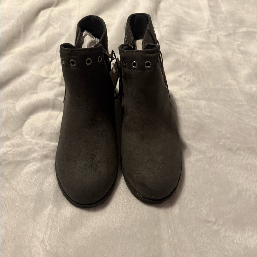 Black Ankle Boots with Eyelet Detail